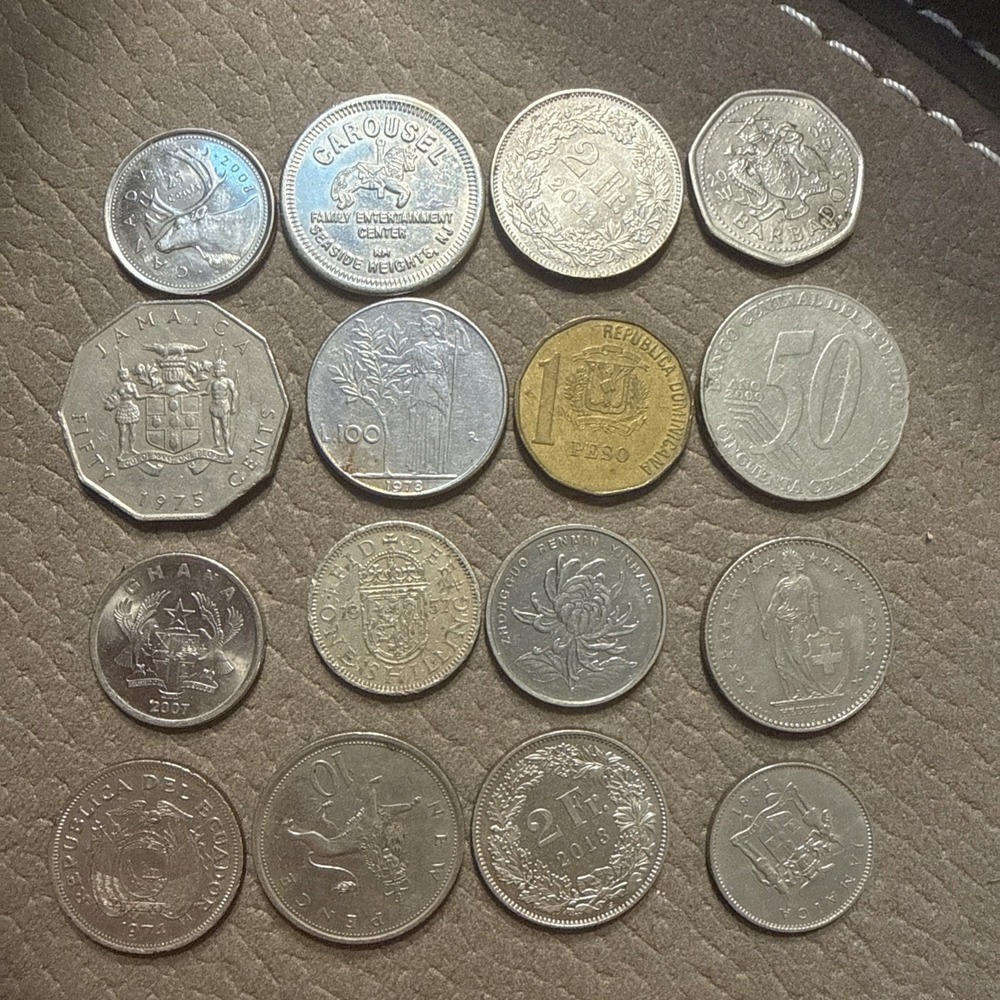 Lot of 16 World Coins Mixed Countries Foreign Coin Collection